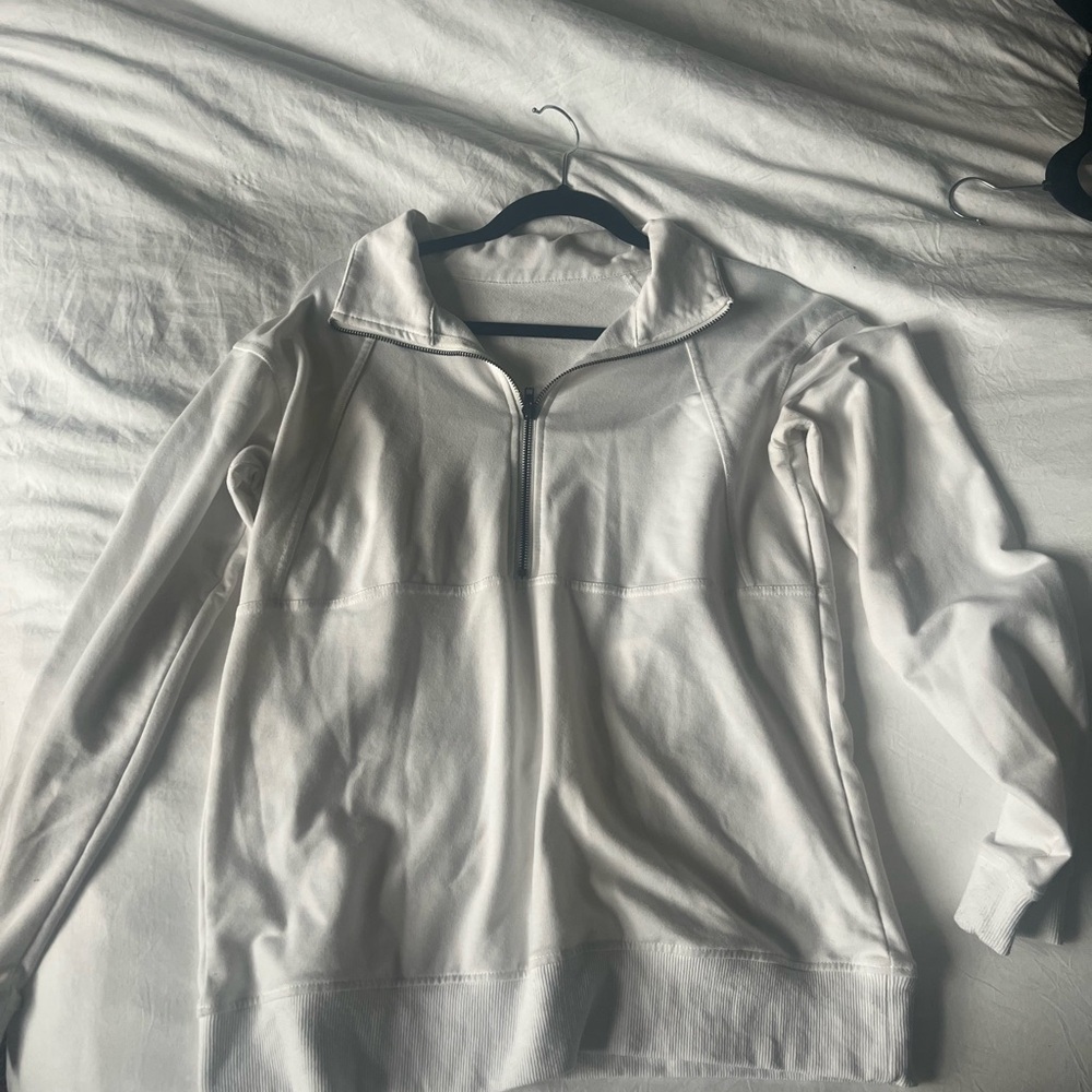White Half-Zip Pullover Sweatshirt